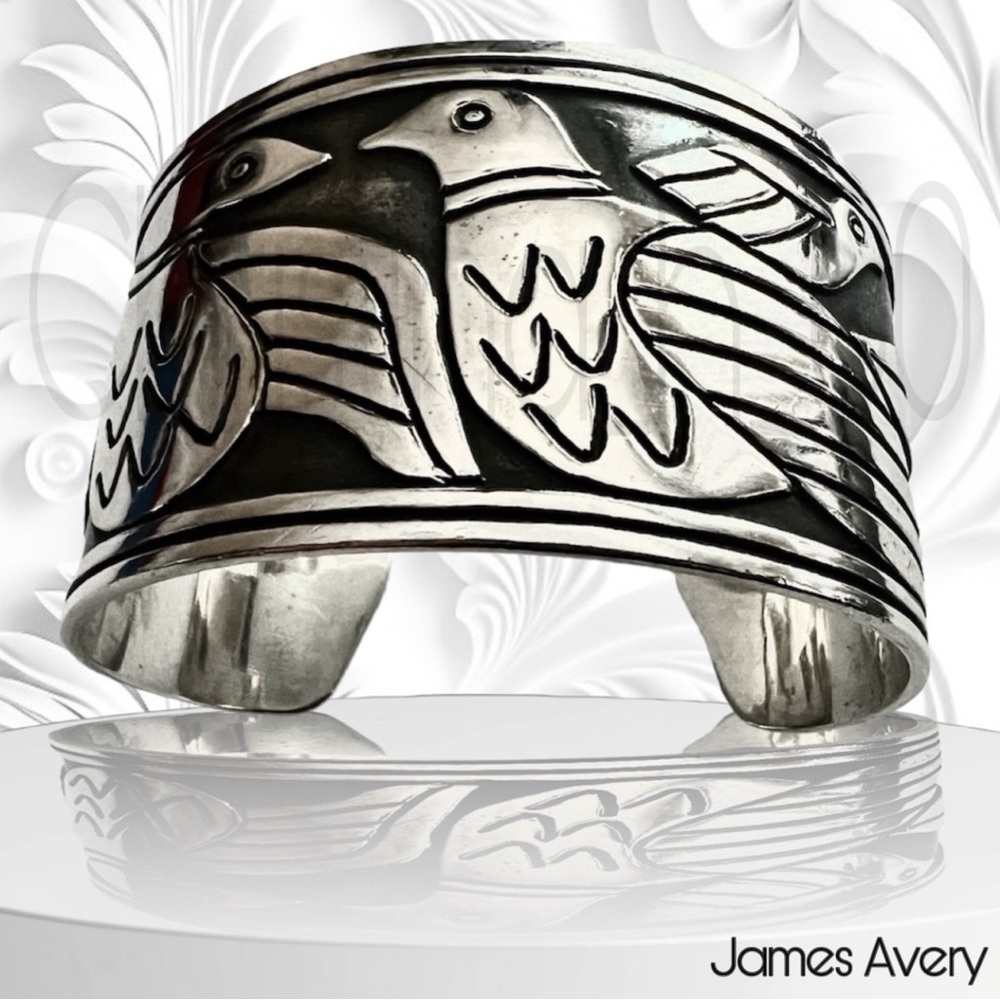 James Avery rain dove or tropical birds bird paradise cuff HEAVY! substantial